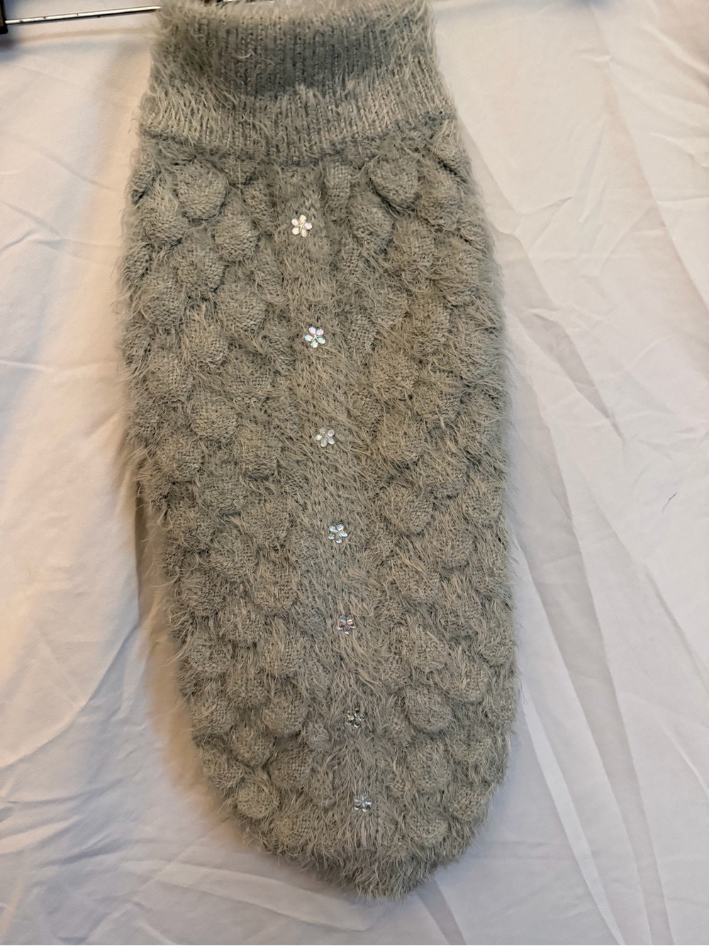 Cozy Knit Dog Sweater with Sparkle Buttons - Gray